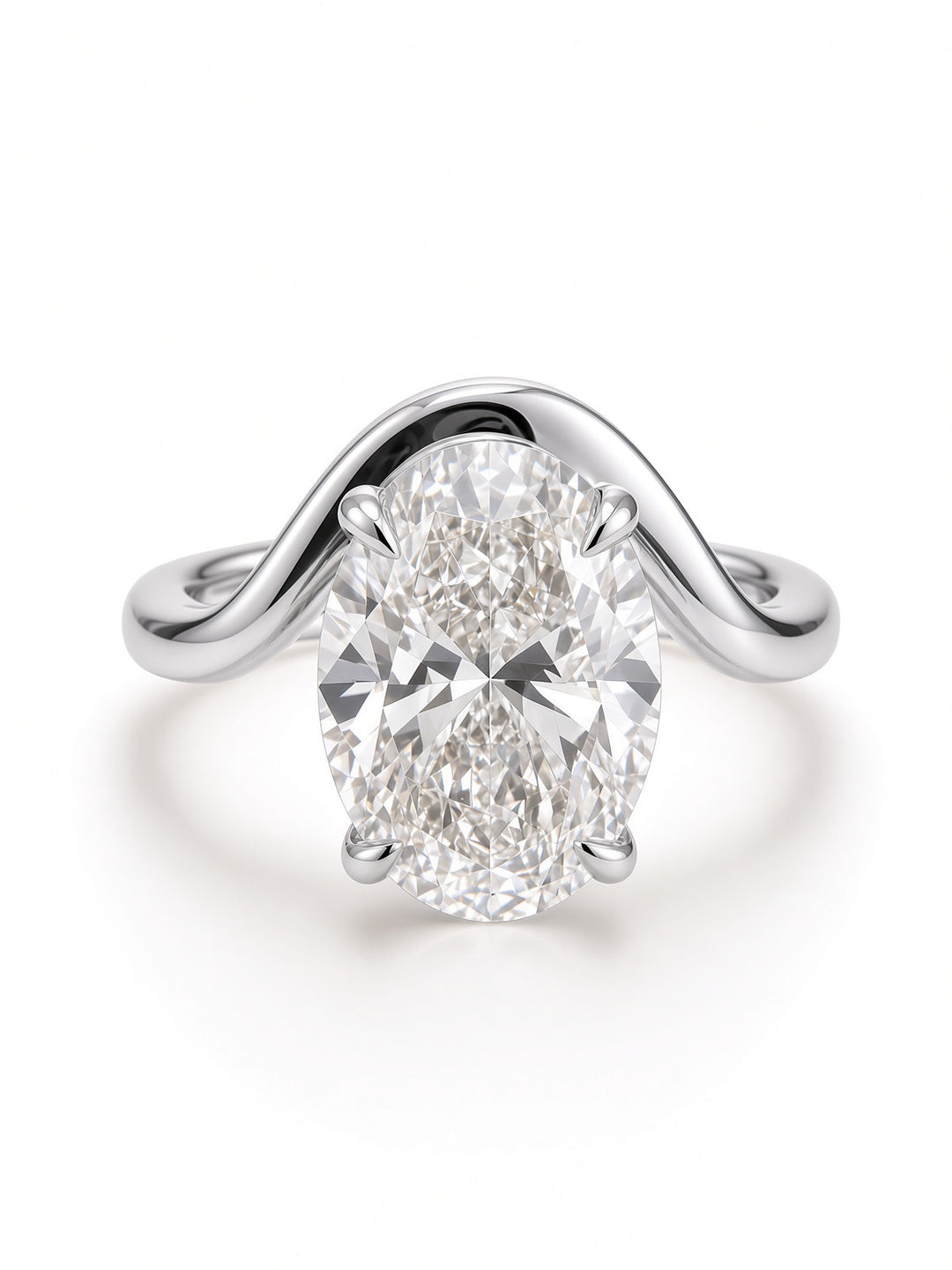 14K Yellow Gold 3.04CT Oval Lab Diamond Solitaire Engagement Ring with Ornate Four Prong Basket Setting