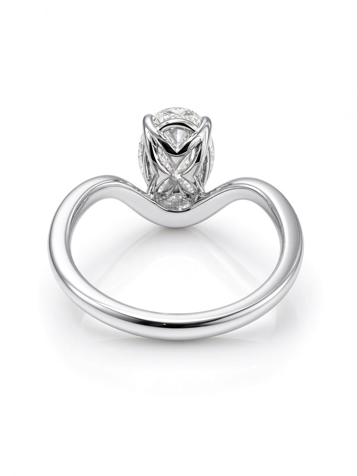 14K Yellow Gold 3.04CT Oval Lab Diamond Solitaire Engagement Ring with Ornate Four Prong Basket Setting