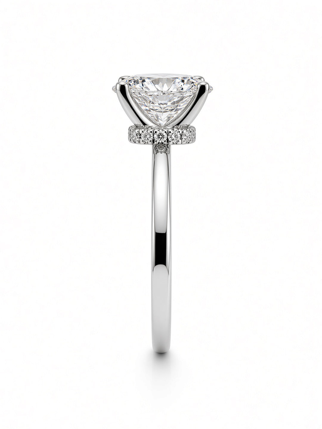 14K White Gold 2.03CT Oval Lab Diamond Engagement Ring with Wrap Around Halo