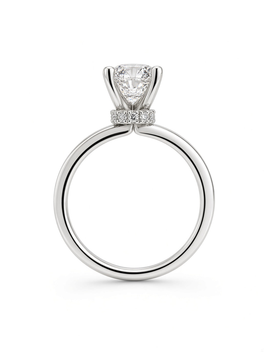 14K White Gold 2.03CT Oval Lab Diamond Engagement Ring with Wrap Around Halo