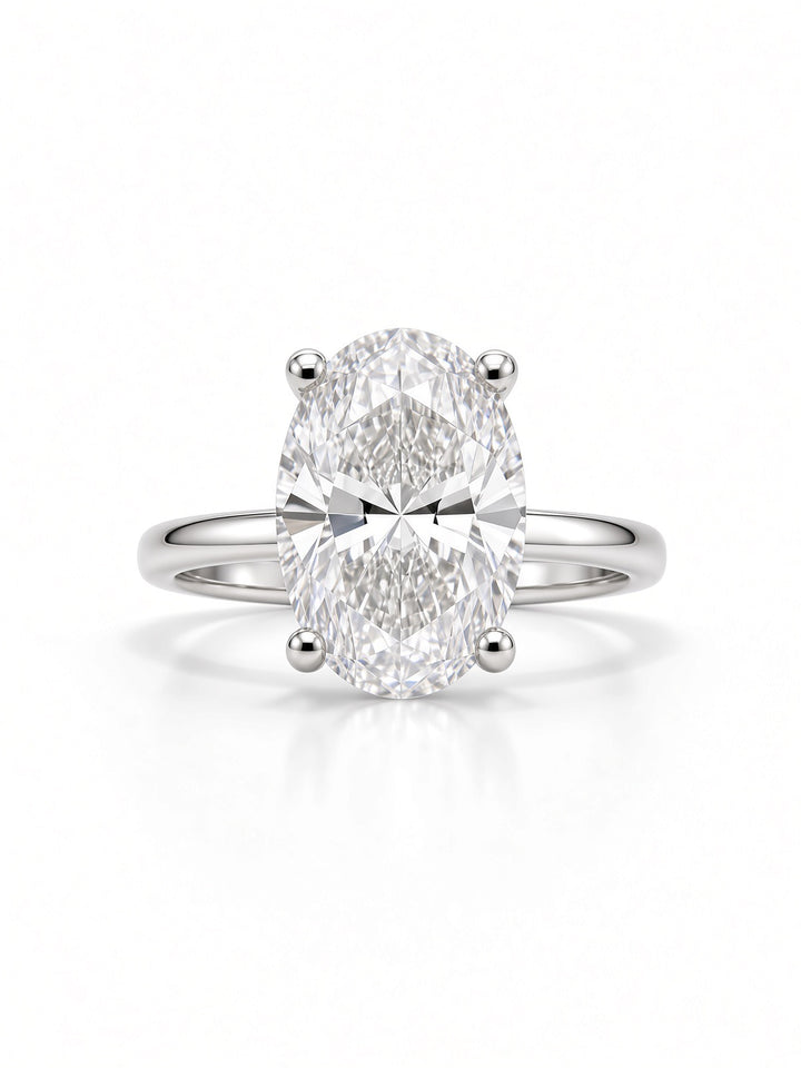14K White Gold 2.03CT Oval Lab Diamond Engagement Ring with Wrap Around Halo