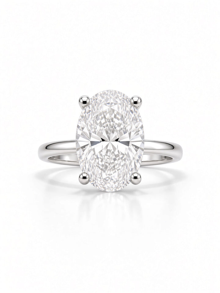14K White Gold 2.03CT Oval Lab Diamond Engagement Ring with Wrap Around Halo
