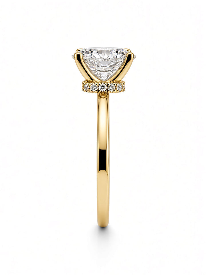 14K White Gold 2.03CT Oval Lab Diamond Engagement Ring with Wrap Around Halo