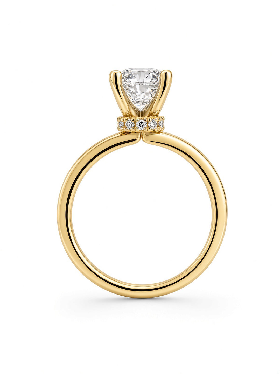 14K White Gold 2.03CT Oval Lab Diamond Engagement Ring with Wrap Around Halo