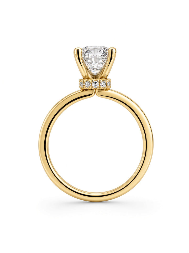 14K White Gold 2.03CT Oval Lab Diamond Engagement Ring with Wrap Around Halo