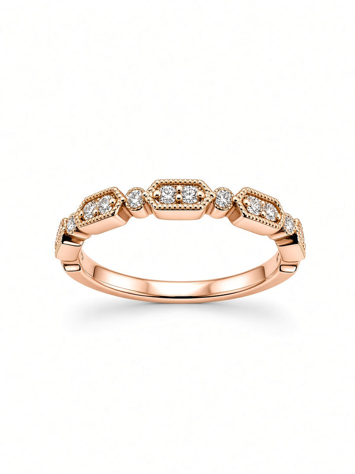 18K White Gold Signature Milgrain Natural Diamond Band — 0.21 CT