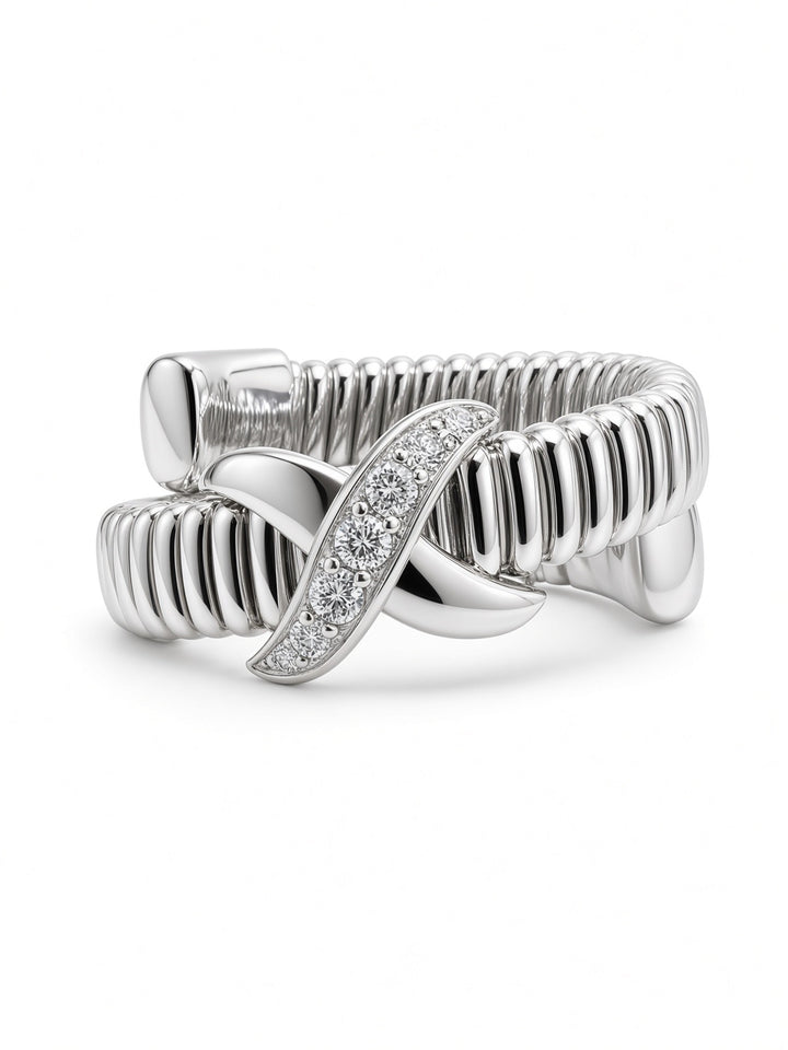 Solara 14K Gold Spiral Twist Diamond Ring