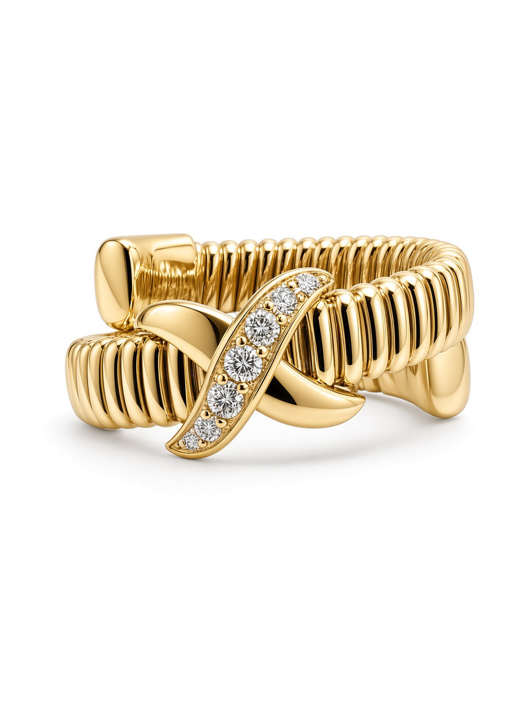 Solara 14K Gold Spiral Twist Diamond Ring