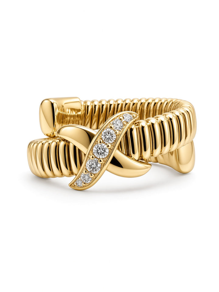 Solara 14K Gold Spiral Twist Diamond Ring