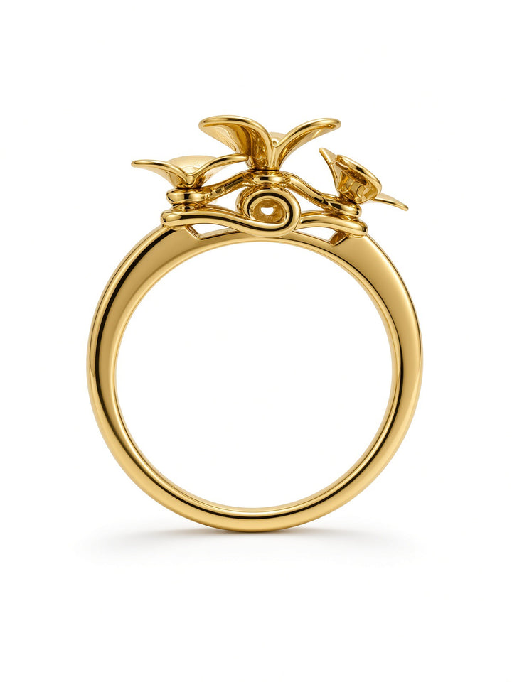 Veronix Floral Spinning Fashion Ring – 14K Yellow, White &amp; Rose Gold