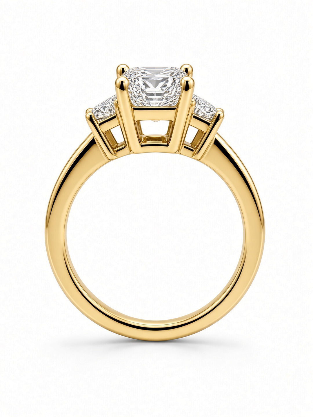 2.86CT Emerald-Cut Three-Stone Engagement Ring with Lab &amp; Natural Diamonds – 14K White Gold