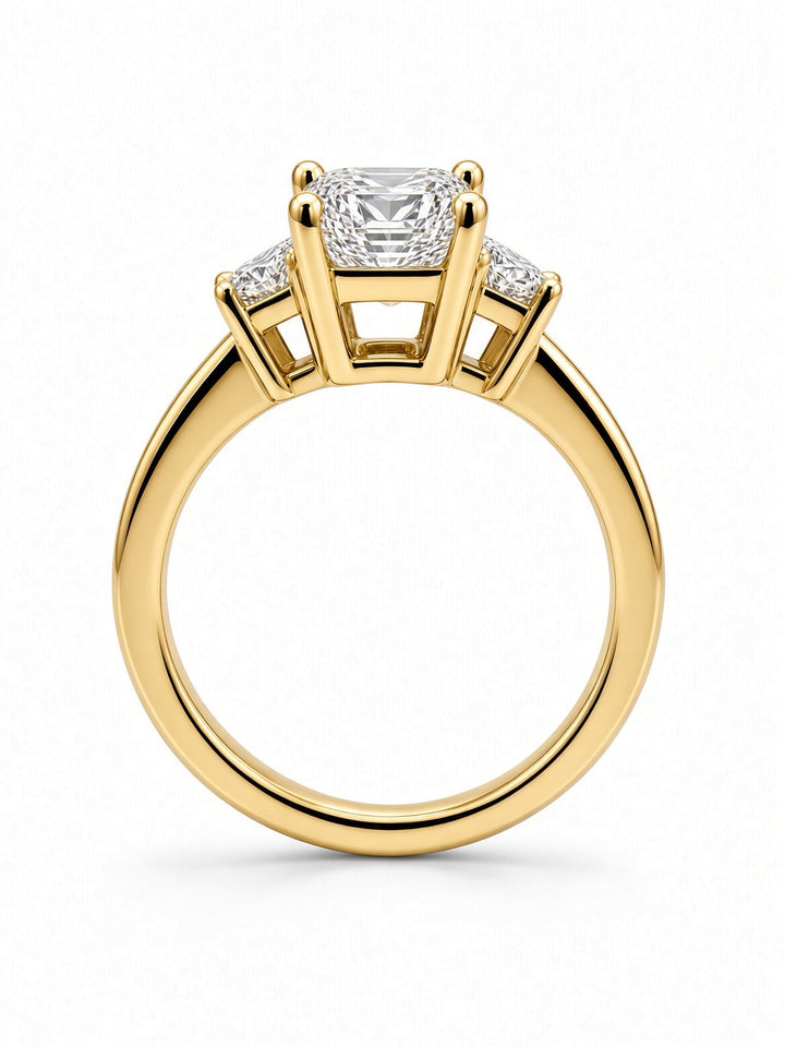 2.86CT Emerald-Cut Three-Stone Engagement Ring with Lab &amp; Natural Diamonds – 14K White Gold