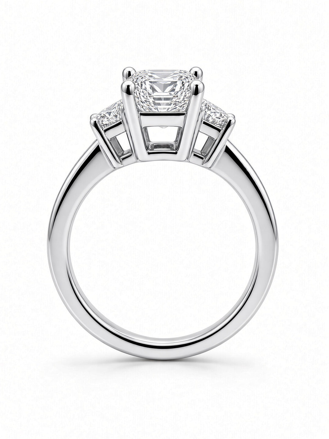2.86CT Emerald-Cut Three-Stone Engagement Ring with Lab &amp; Natural Diamonds – 14K White Gold