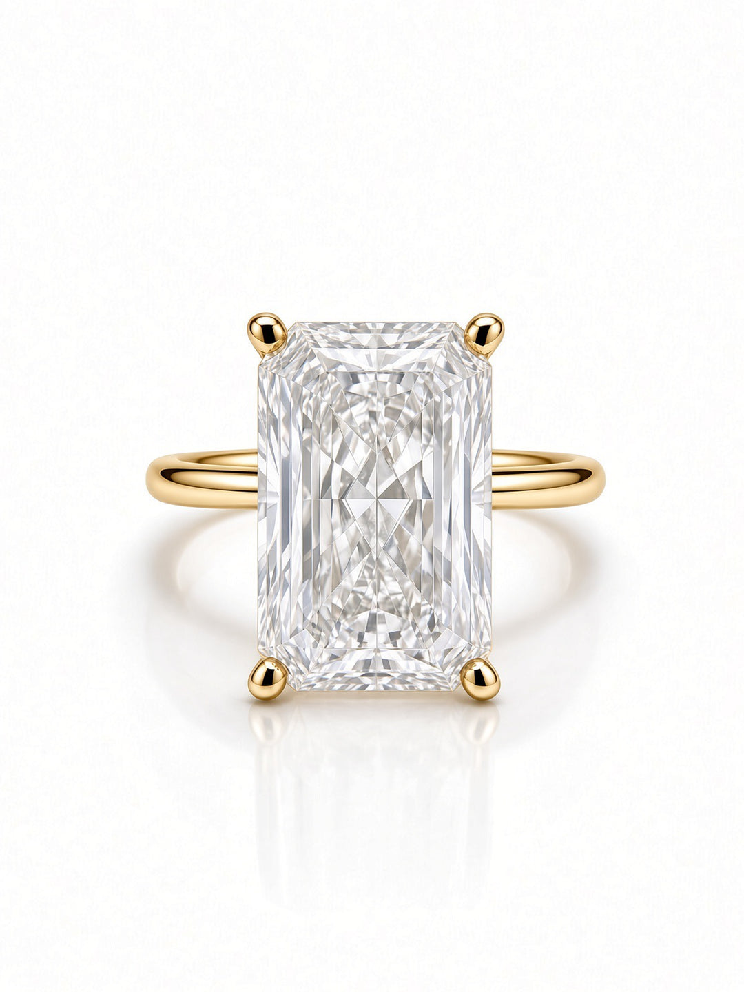 14K Yellow Gold Solitaire 3.08CT Radiant Lab Diamond Engagement Ring