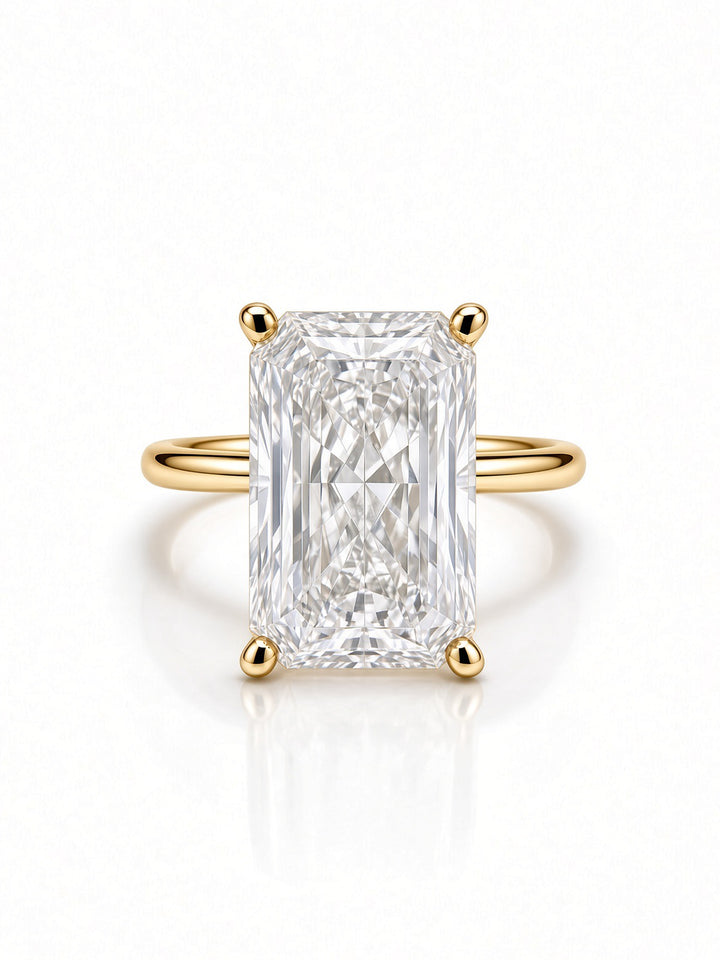 14K Yellow Gold Solitaire 3.08CT Radiant Lab Diamond Engagement Ring