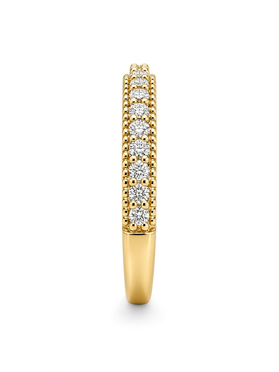 14K Rose Gold 0.29CT Round Lab Diamond Milgrain Pavé Wedding Band