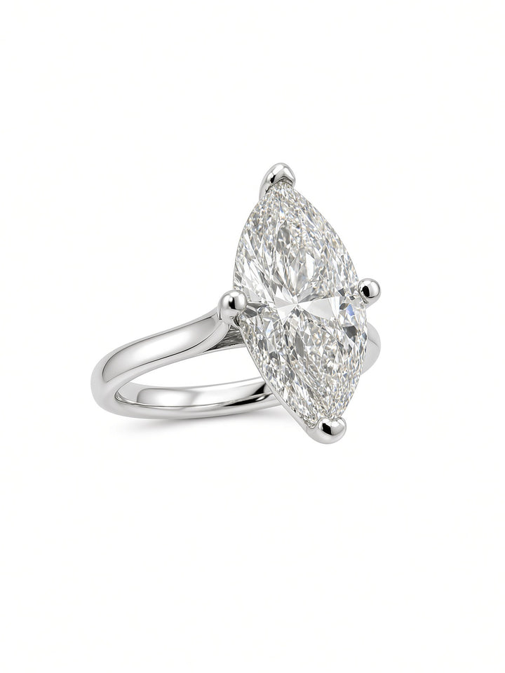 14K White Gold Marquise Lab Diamond Solitaire Engagement Ring — 2.46 CT
