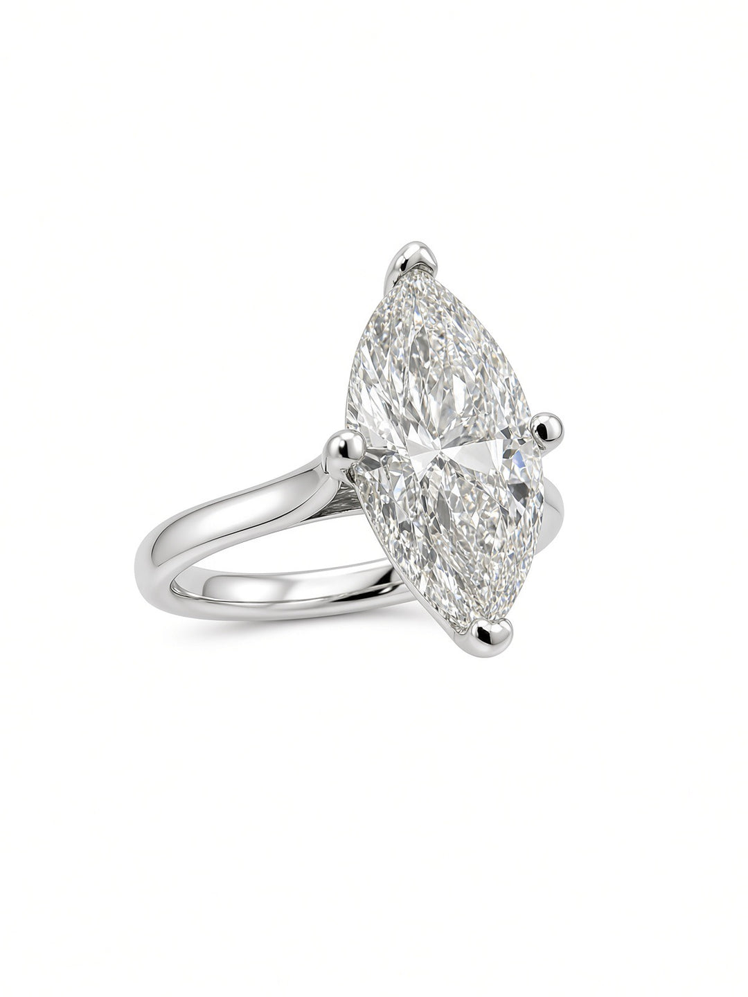 14K White Gold Marquise Lab Diamond Solitaire Engagement Ring — 2.46 CT