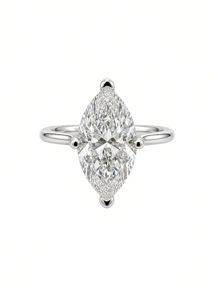 14K White Gold Marquise Lab Diamond Solitaire Engagement Ring — 2.46 CT