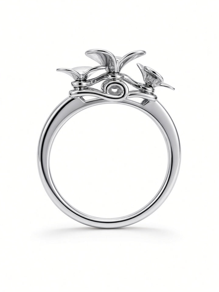 Veronix Floral Spinning Fashion Ring – 14K Yellow, White &amp; Rose Gold