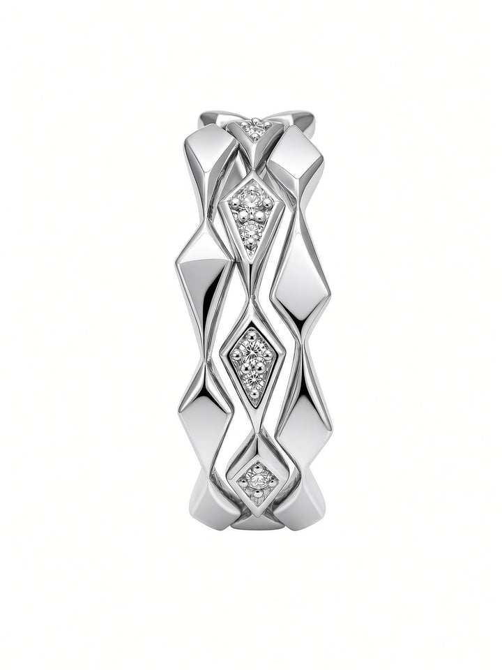 14K Gold Triple Ring Stack with 0.09 CT Lab Diamonds