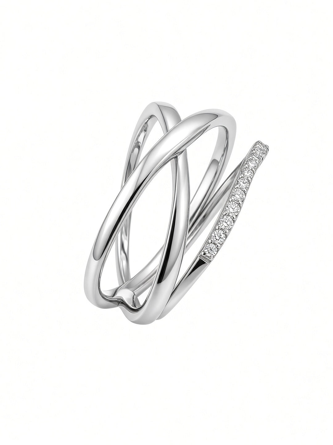 14K Gold X-Shaped &amp; Diamond Curved Ring Set – 0.16CT Lab-Grown Diamonds