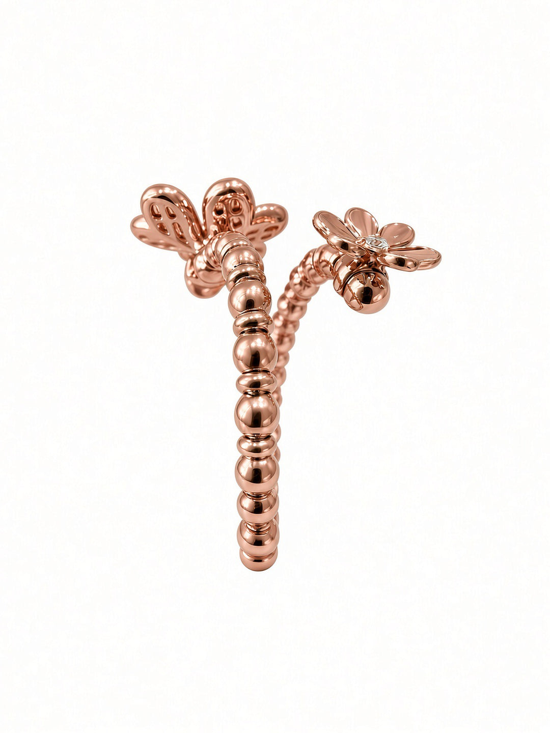 14K Gold Spiral Flower Ring with 0.09CT Lab Grown Diamonds