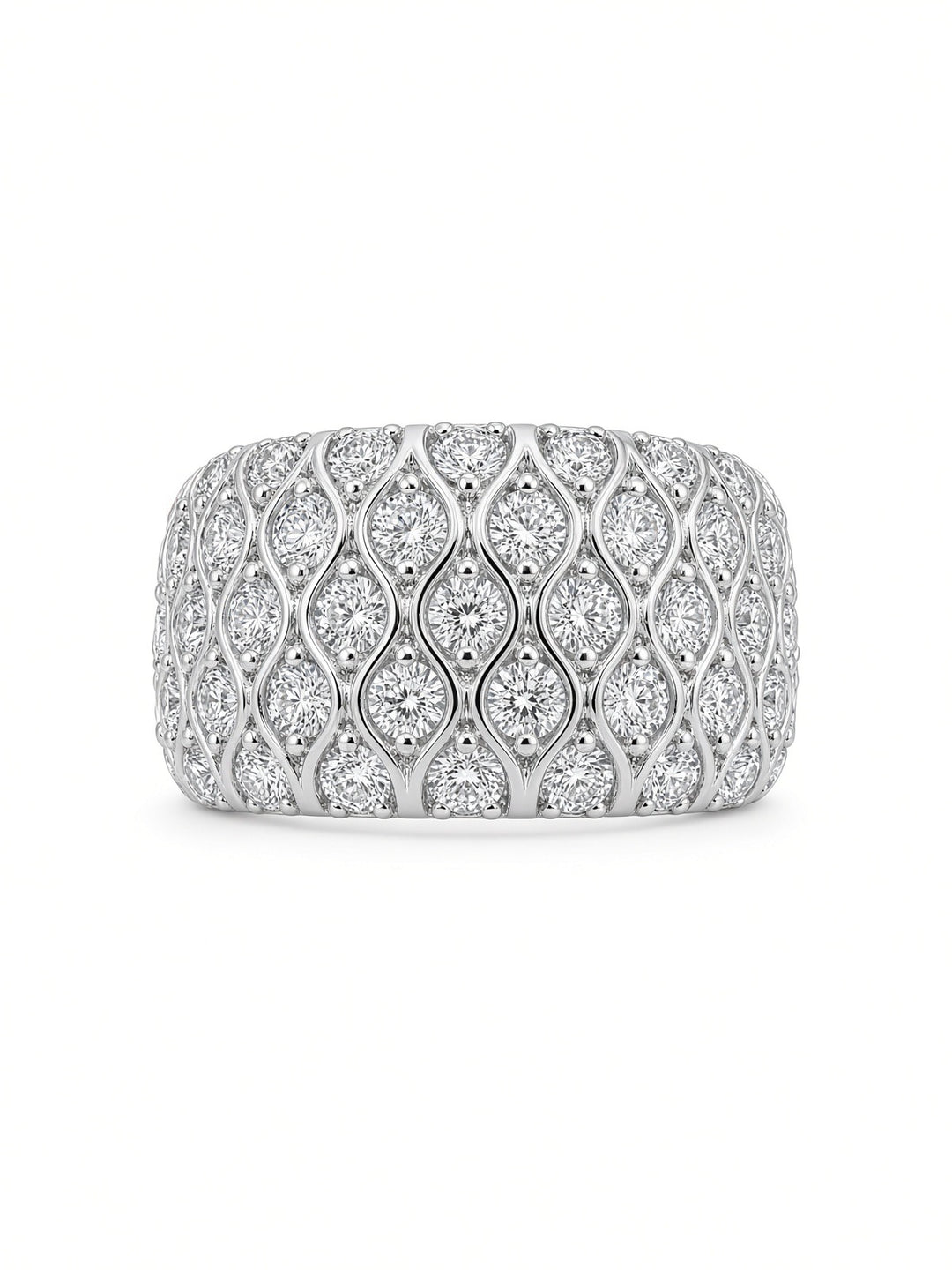 14K White Gold Aria Wide Band Ring with 1.48CT Lab-Grown Round Brilliant Diamonds