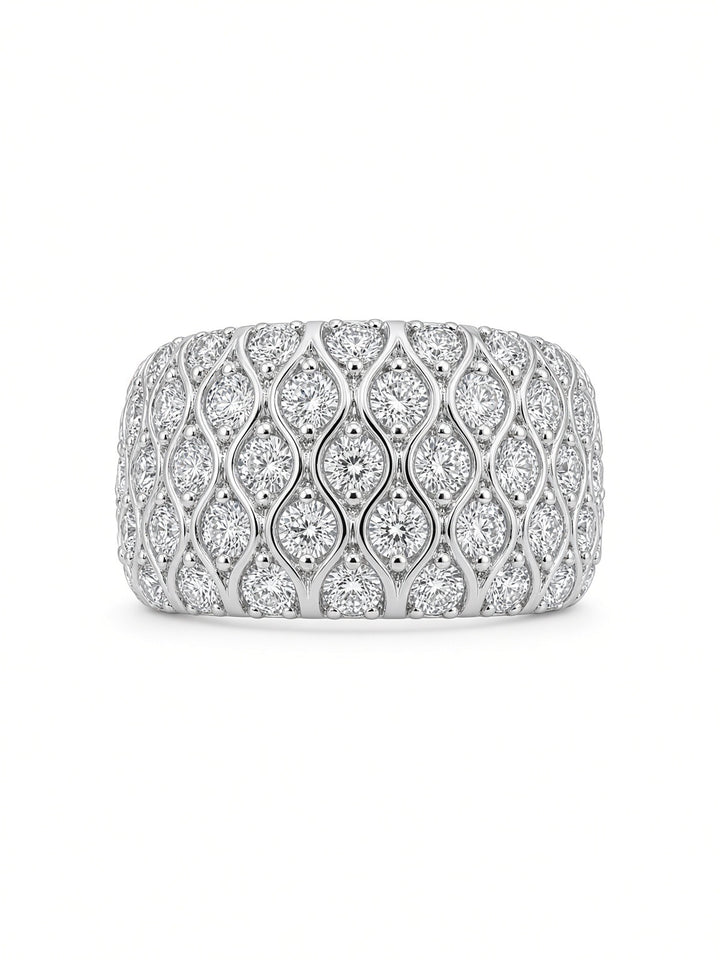 14K White Gold Aria Wide Band Ring with 1.48CT Lab-Grown Round Brilliant Diamonds