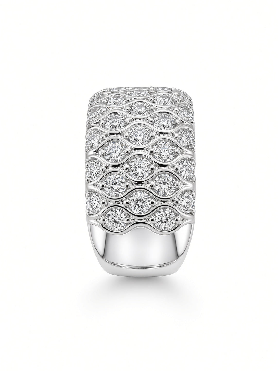 14K White Gold Aria Wide Band Ring with 1.48CT Lab-Grown Round Brilliant Diamonds