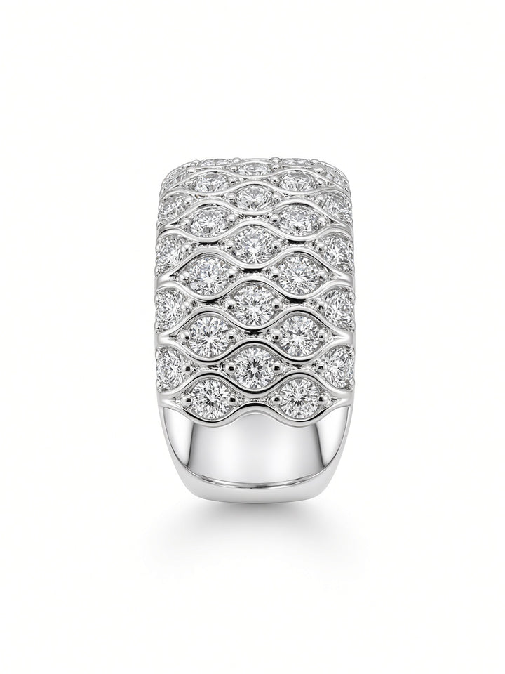 14K White Gold Aria Wide Band Ring with 1.48CT Lab-Grown Round Brilliant Diamonds