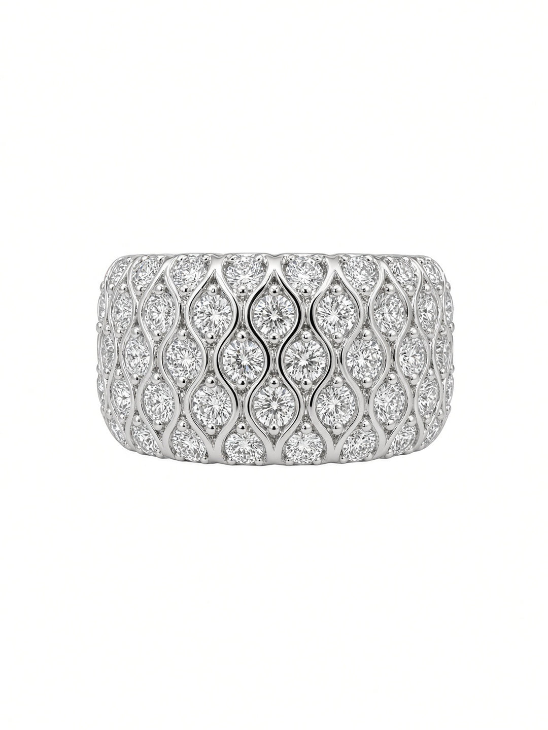 14K White Gold Aria Wide Band Ring with 1.48CT Lab-Grown Round Brilliant Diamonds