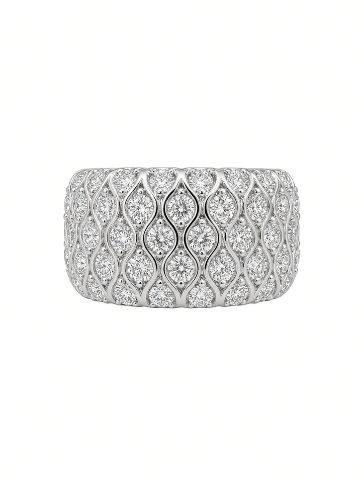 14K White Gold Aria Wide Band Ring with 1.48CT Lab-Grown Round Brilliant Diamonds