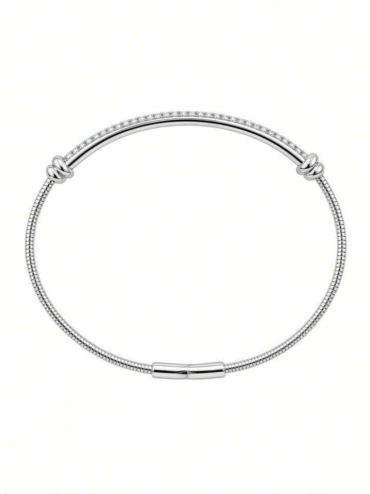 14K Gold Flexible Cable Diamond Bangle