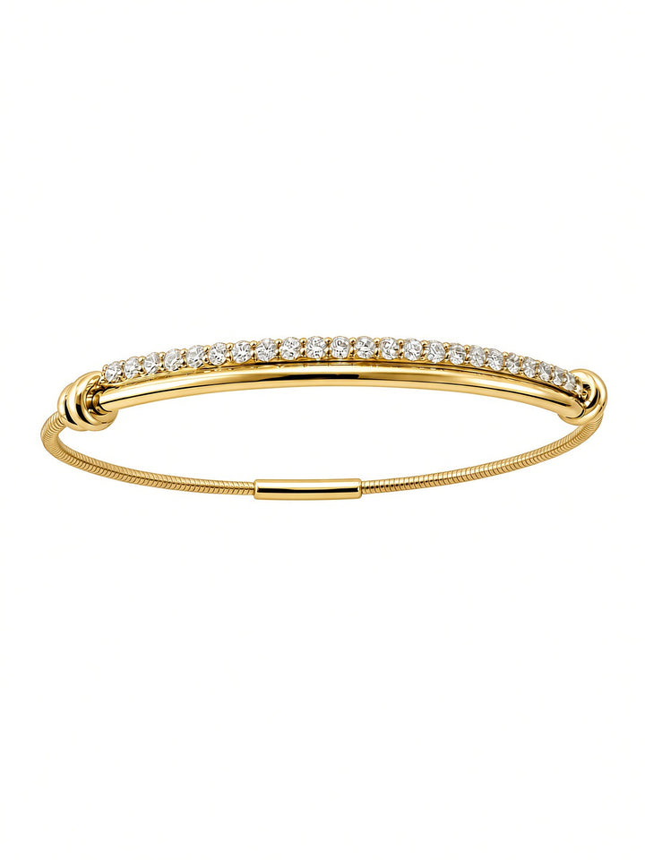 14K Gold Flexible Cable Diamond Bangle
