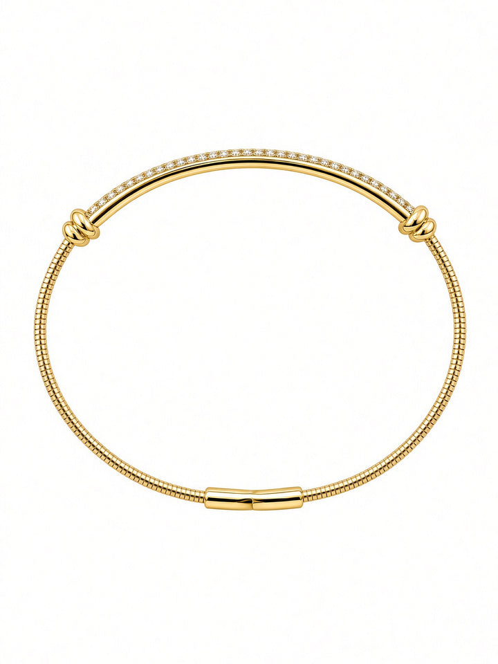 14K Gold Flexible Cable Diamond Bangle