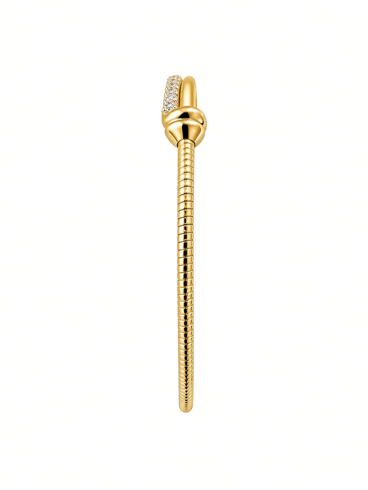 14K Gold Flexible Cable Diamond Bangle
