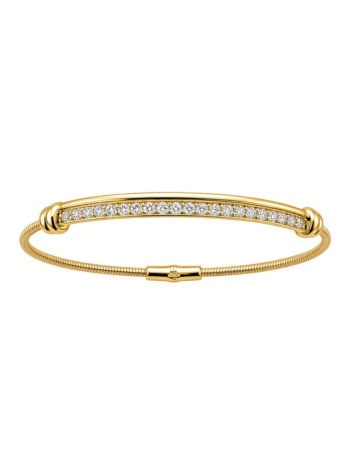 14K Gold Flexible Cable Diamond Bangle