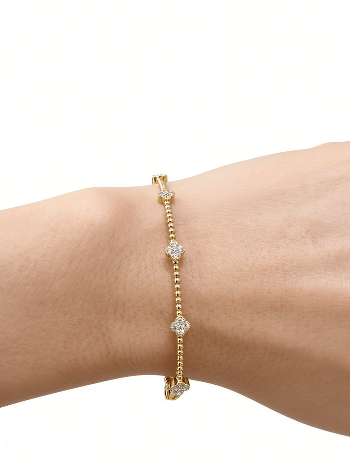 Clover 14K Gold Flexible Diamond Bangle – 0.47 CT Lab Diamonds
