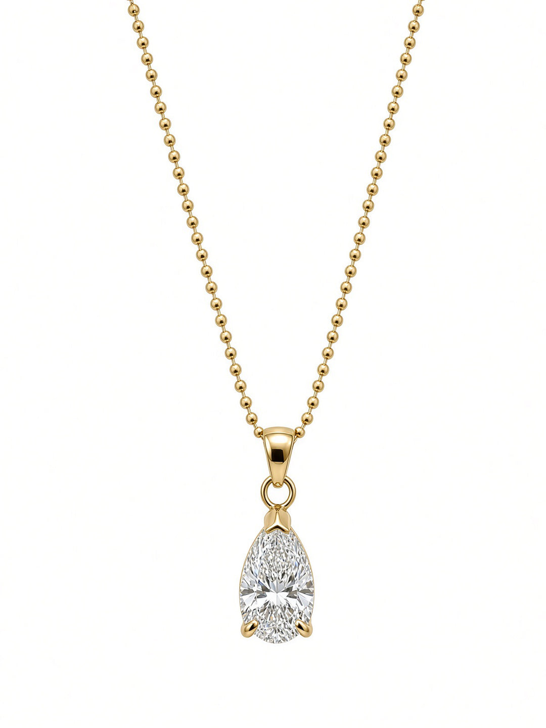 1.58CT Pear-Shaped Lab Diamond Pendant Necklace in 14K Yellow Gold