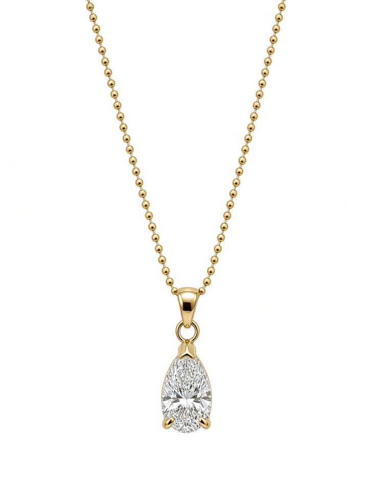 1.58CT Pear-Shaped Lab Diamond Pendant Necklace in 14K Yellow Gold