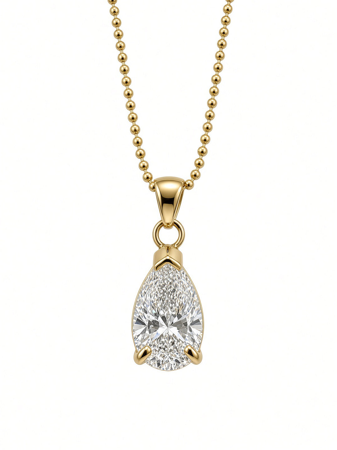 1.58CT Pear-Shaped Lab Diamond Pendant Necklace in 14K Yellow Gold