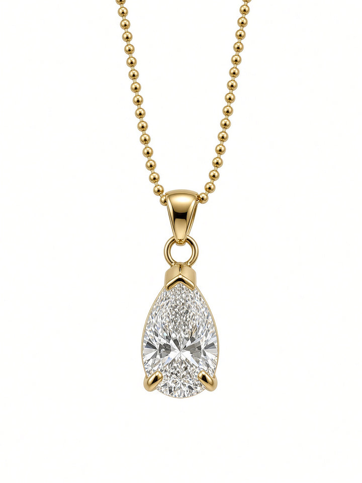 1.58CT Pear-Shaped Lab Diamond Pendant Necklace in 14K Yellow Gold