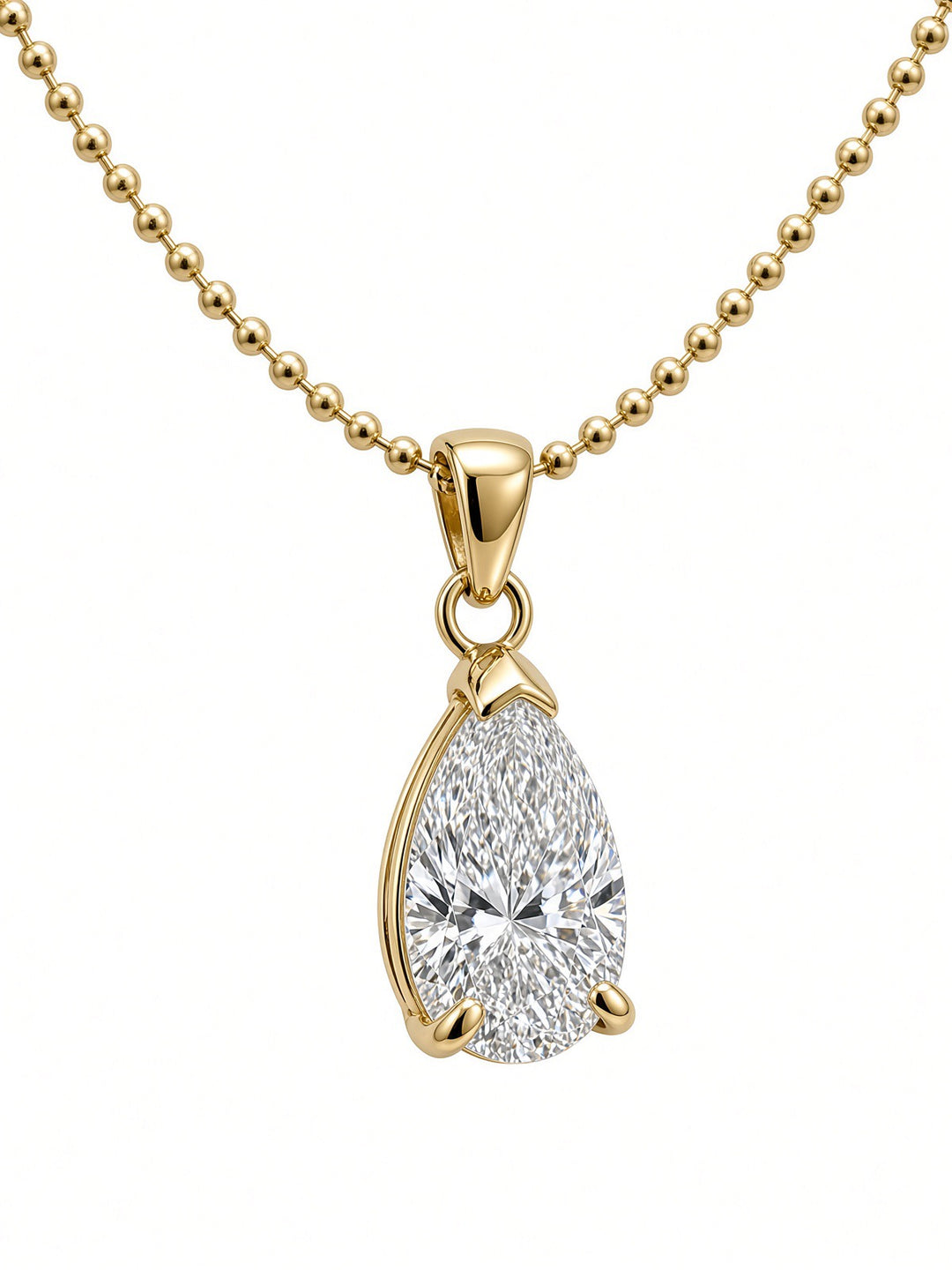1.58CT Pear-Shaped Lab Diamond Pendant Necklace in 14K Yellow Gold