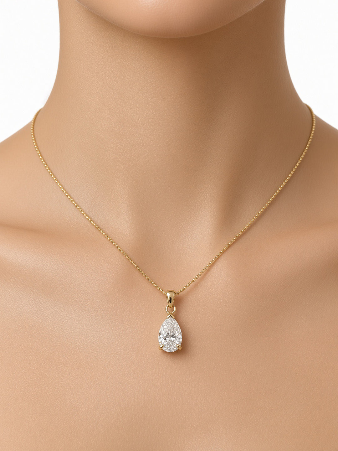1.58CT Pear-Shaped Lab Diamond Pendant Necklace in 14K Yellow Gold