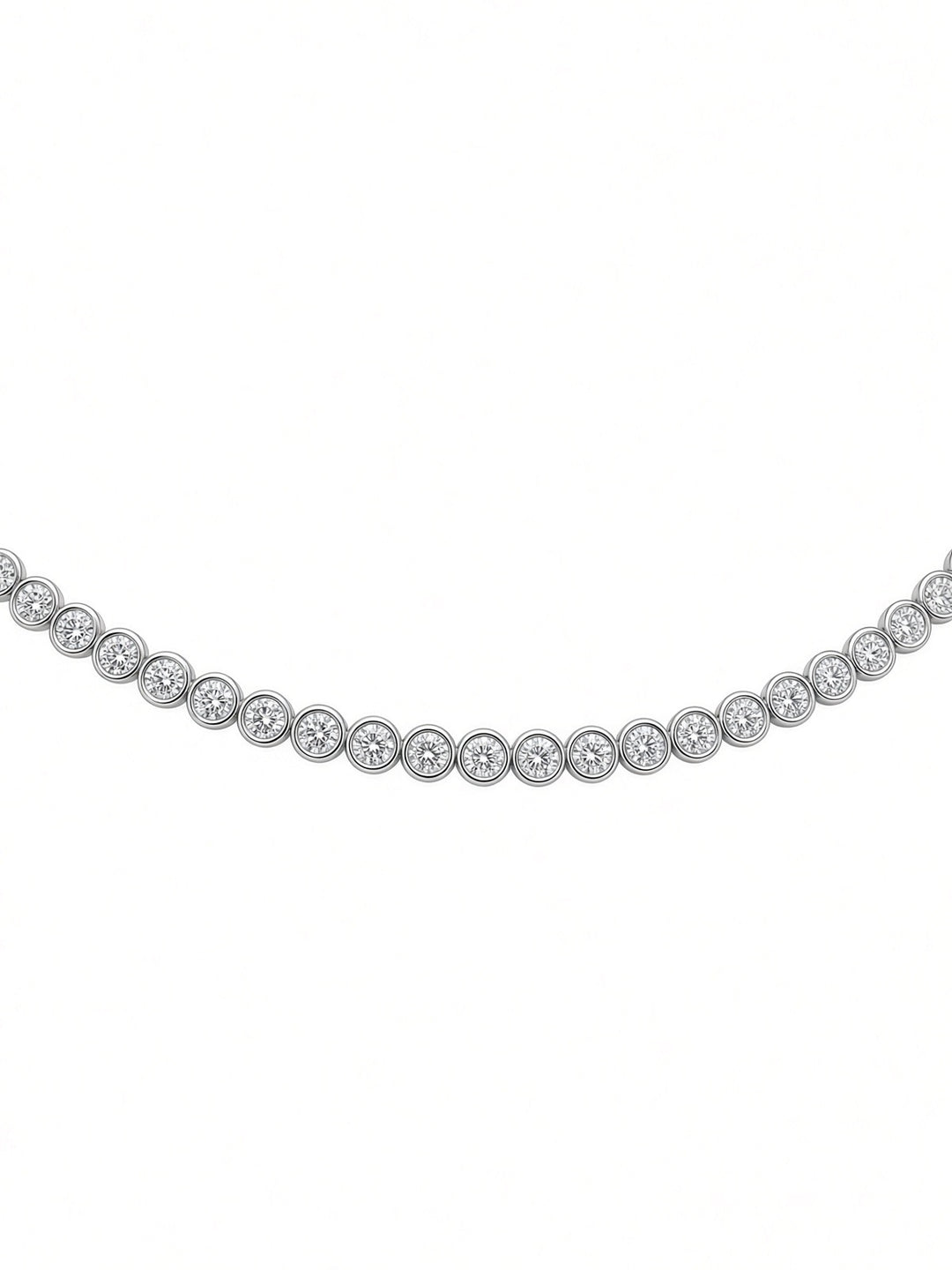 7.08CT Bezel-Set Lab Diamond Tennis Necklace in 14K White Gold – 18"