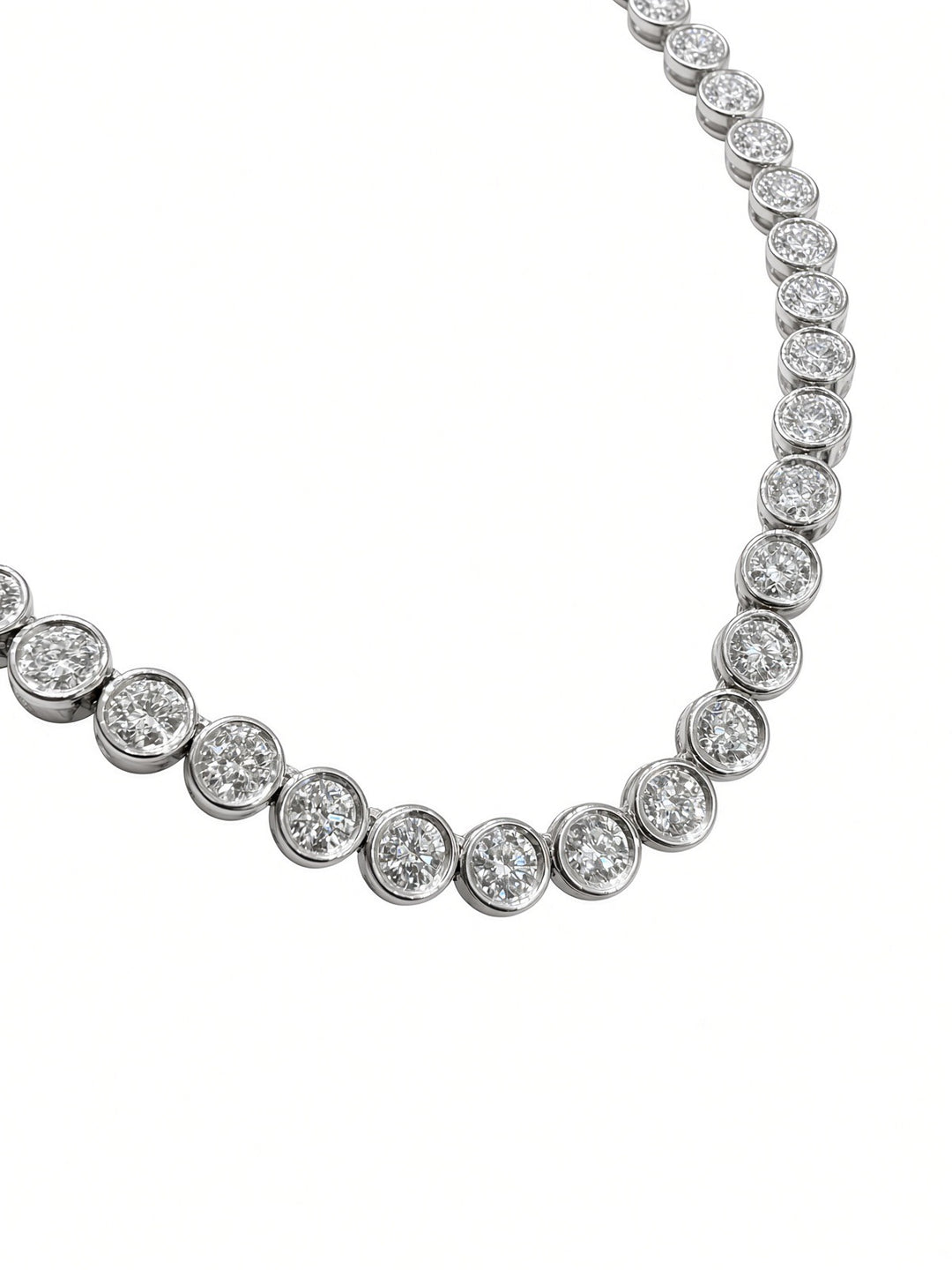7.08CT Bezel-Set Lab Diamond Tennis Necklace in 14K White Gold – 18"