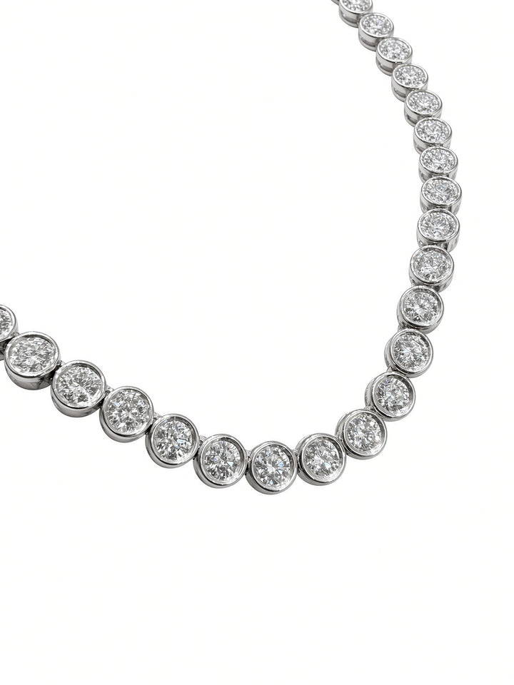 7.08CT Bezel-Set Lab Diamond Tennis Necklace in 14K White Gold – 18"