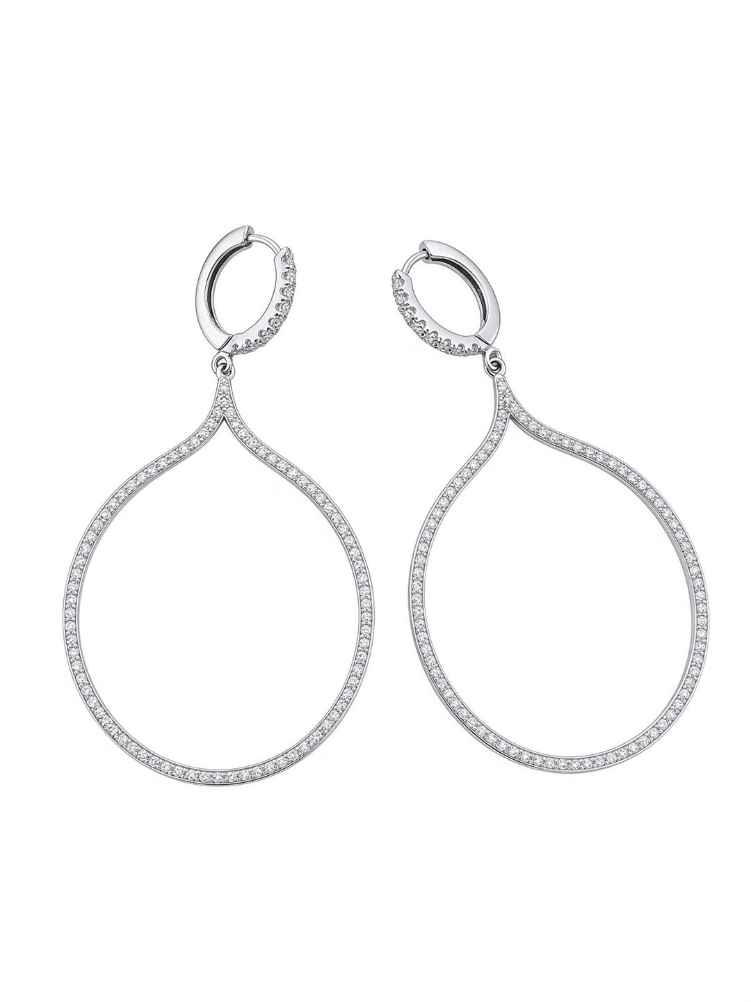 Italian Design 2.31CT Natural Diamond Hoop Earrings in 18K White Gold