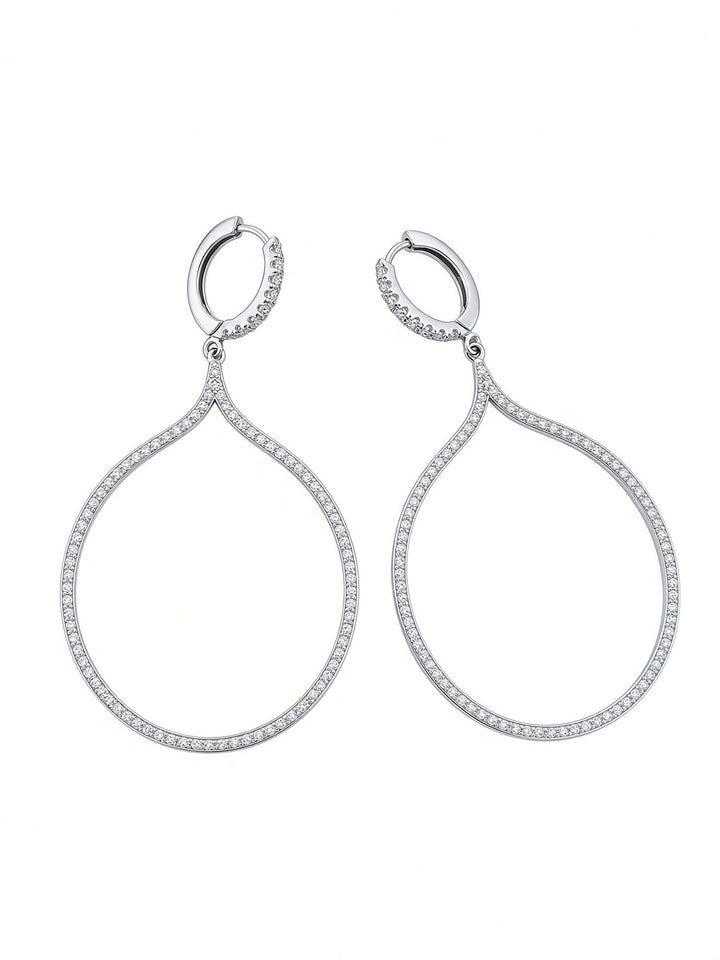 Italian Design 2.31CT Natural Diamond Hoop Earrings in 18K White Gold